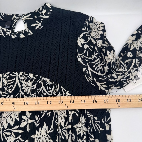 Volcom Dress Women Medium NEW Black Long Sleeve Boho Hippie Beach Short A Line - Picture 9 of 11